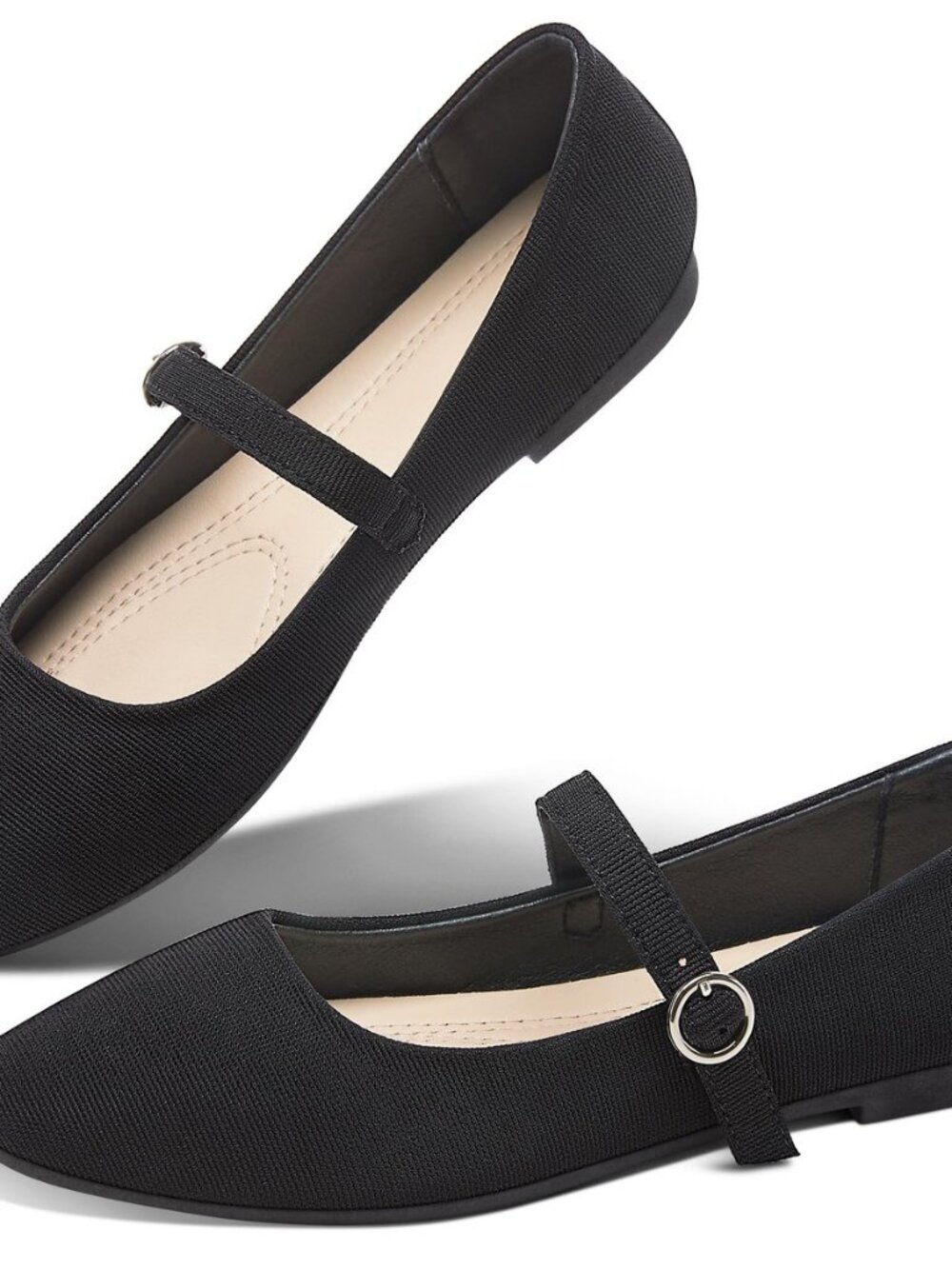 Mary Jane Flat Shoes Round Toe Ballet Flats for Women Dressy Fabric Business